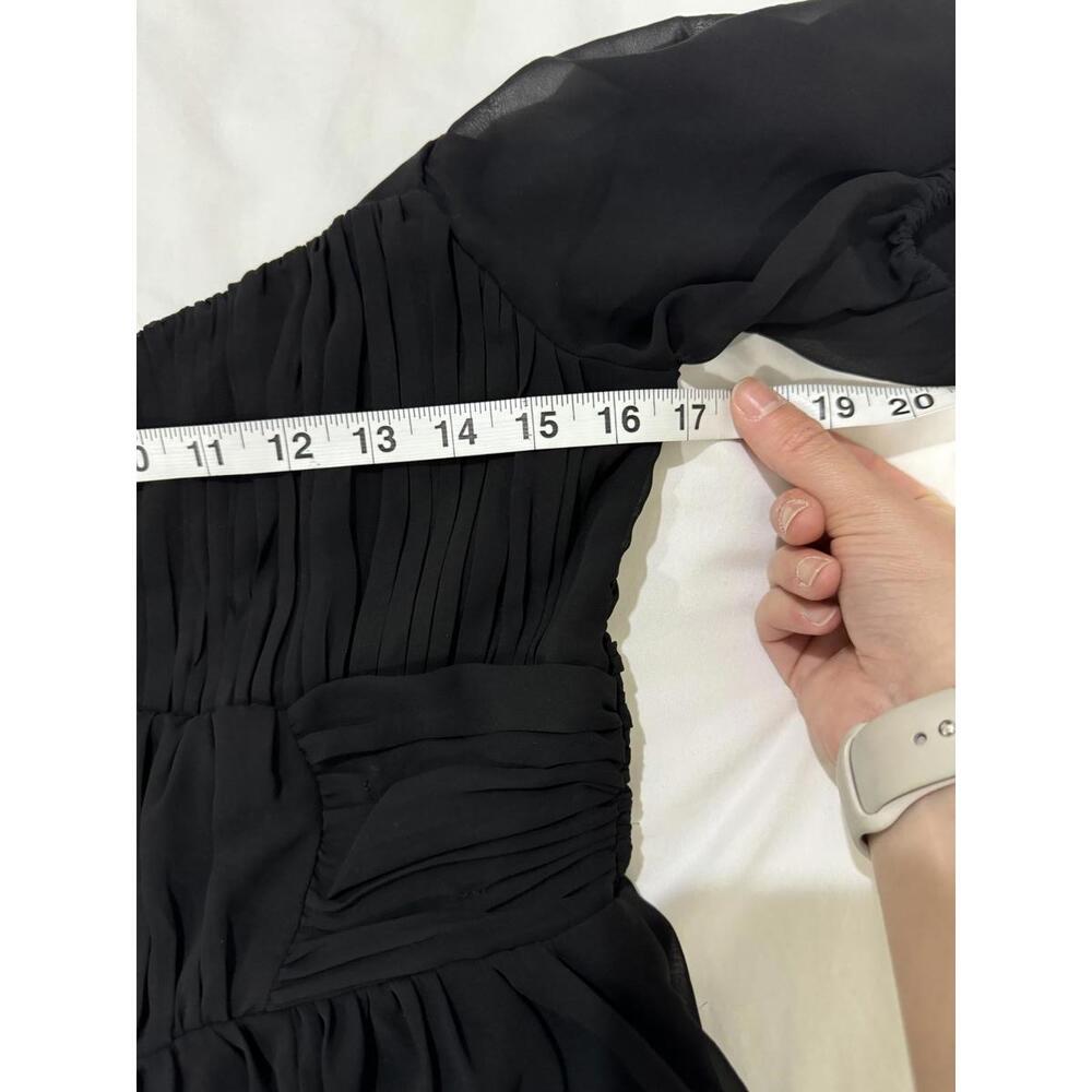 NWOT Abercrombie & Fitch Black Ruched Ruffle Puff Sleeve Mini Dress Size Medium - Picture 7 of 9